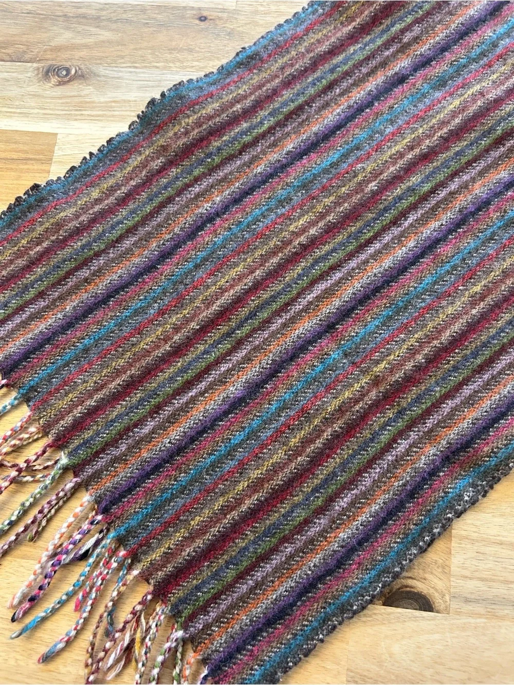 Barbarossa Made in Italy Wool Blend Multicolor Striped Fringe Scarf 80% Wool